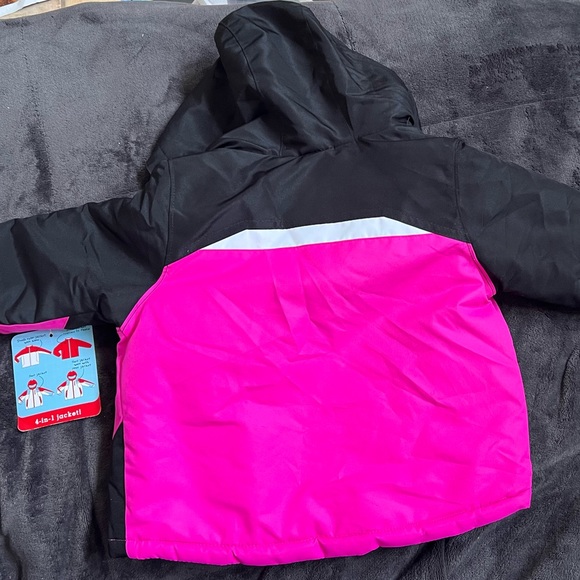 WonderKids 4in1 Toddler Jacket 18M Weather-Resistant Hot Pink/Black/White - Picture 10 of 12